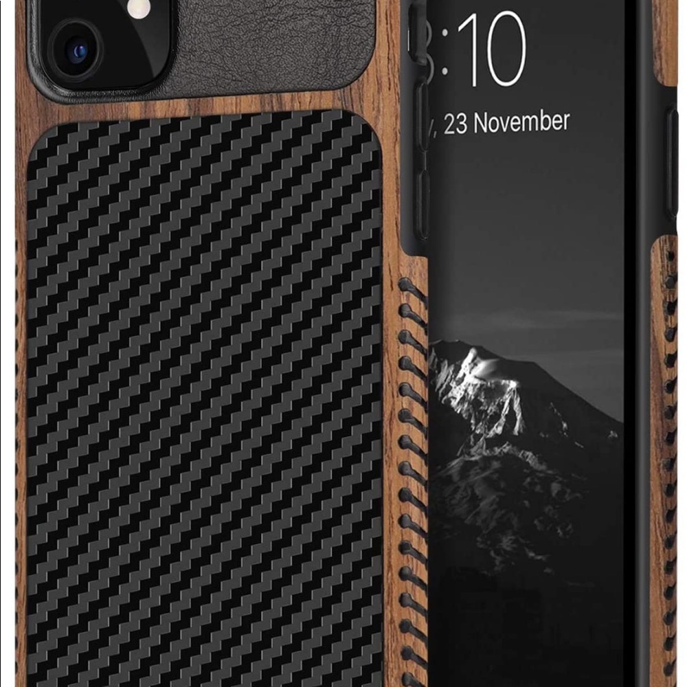 Wood grain and Carbon fiber IPhone 11 case (BRAND NEW)